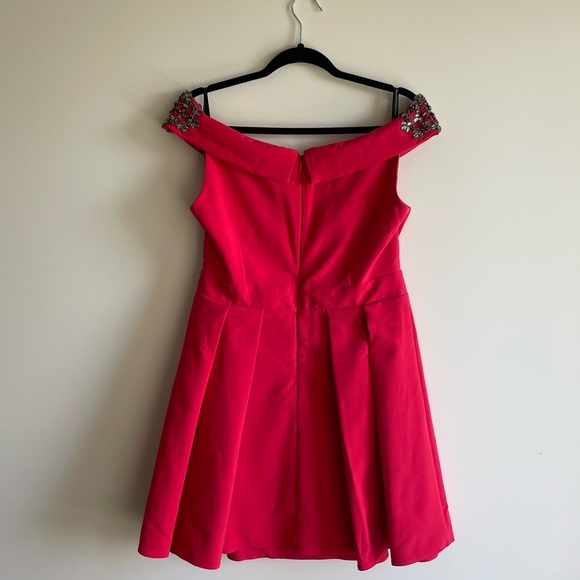 Little Mistress Petite Embellished Off Shoulder Wrap Mini Dress ASOS - Picture 6 of 8